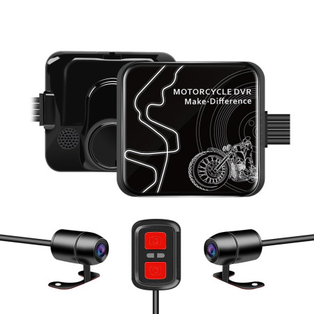 VSYSTO Dashcam Moto, Grand Angle de 130° Caméra de Moto Avant et Arriere 1080P, Camera Velo étanche, WiFi Dash Cam Moto avec Vis
