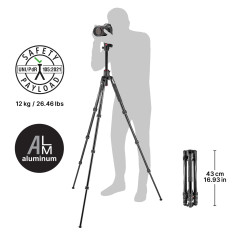 Manfrotto Befree GT XPRO Trépied Aluminium, Rotule Ball Centrée 496, Fermeture Twist, Colonne 90°, Plateau 200PL-PRO, pour Refle
