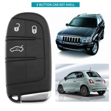 SG Store Coque de clé télécommande à 3 Boutons Compatible avec Jeep Cherokee KL 2014-2019 télécommande Compatible avec Fiat 500X