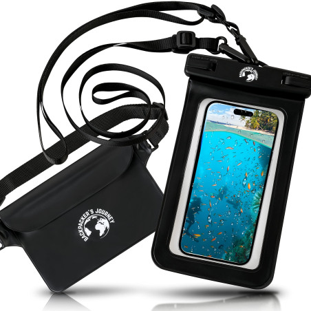 Backpacker's Journey Set de Housse étanche pour téléphone Portable et de Poche Ventrale. Housse pour téléphone Portable avec Deu