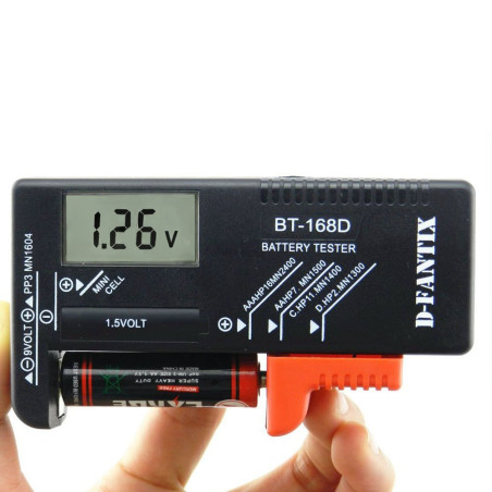D-FantiX Testeur de Batterie Numérique Checker pour batterie AA AAA C D 9V 1,5V piles bouton