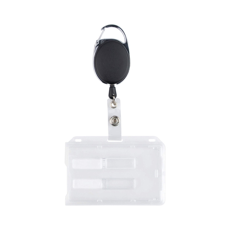 Lot 1 Porte Carte Double avec Boitier Rigide Transparent (9,2 cm x 5,5 cm x 0.6 cm) et Enrouleur a Mousqueton - Pour Carte Banca Lot 1 Porte Carte Double avec Boitier Rigide Transparent (9,2 cm x 5,5 cm x 0.6 cm) et Enrouleur a Mousqueton - Pour Carte Banca