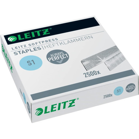 Leitz Softpress Agrafes S1 Galvanisé, Boîte de 2500 Agrafes, 54970000