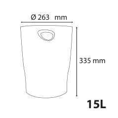Exacompta - Réf. 45331D - 1 corbeille à papier avec poignées ECOBIN Skandi - Grande capacité 15 litres - Dimensions 26,3 x 26,3 