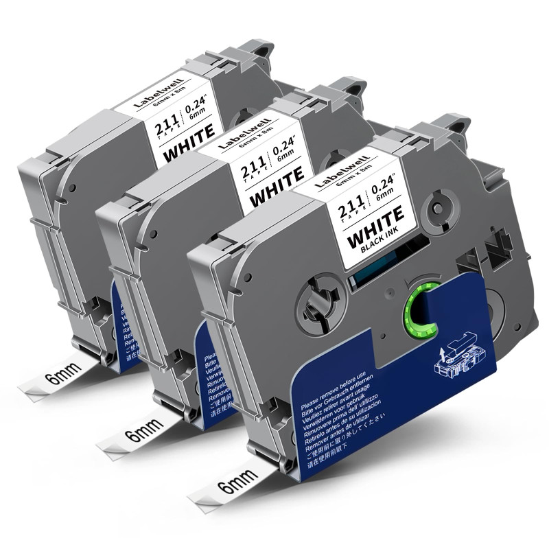 3x Labelwell Compatible Ruban Etiquetas pour Brother TZe-211 TZe211 TZ211 TZ 6mm Noir sur Blanc Laminé pour Brother P-touch PT-P 3x Labelwell Compatible Ruban Etiquetas pour Brother TZe-211 TZe211 TZ211 TZ 6mm Noir sur Blanc Laminé pour Brother P-touch PT-P
