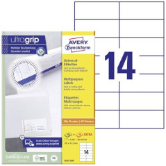 Avery 2800 Etiquettes Autocollantes Multi-usages (14 par Feuille) - 105x42,3mm - Impression Laser - Jet d'Encre - Blanc (3653)
