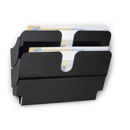 Durable 1709014060 Flexiplus Présentoir Mural Composé de 2 Corbeilles Format A4 Paysage Coloris Noir