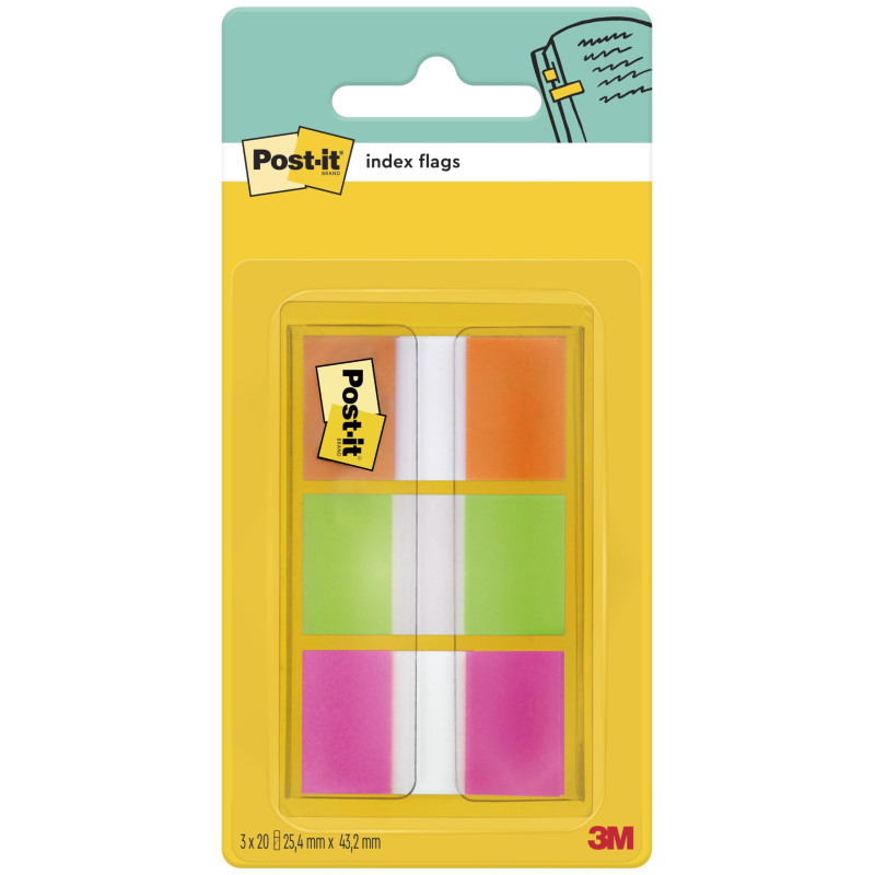 Post-it Marque-Pages, Moyen, Orange, Rose et Vert, 60 Marque-Pages, 25.4 mm x 43.2 mm - Pour Marquer, Surligner ou Codifier des Post-it Marque-Pages, Moyen, Orange, Rose et Vert, 60 Marque-Pages, 25.4 mm x 43.2 mm - Pour Marquer, Surligner ou Codifier des