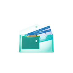 HERMA 20041 Porte-documents DIN long transparent turquoise - Petites pochettes transparentes avec bouton pression - Enveloppe en