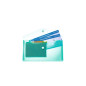 HERMA 20041 Porte-documents DIN long transparent turquoise - Petites pochettes transparentes avec bouton pression - Enveloppe en