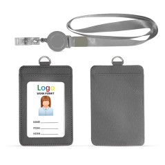 HYCOPROT Porte-Badge en Pu Cuir Avec 1 Transparent Fenêtre d'Identité Et 1 Fente pour Carte d'Identité,Retractable Yoyo Et Porte
