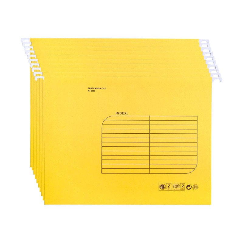 Lot de 25 Dossiers Suspendus A4 avec Onglets et Cartes Pour Bureau, école(Jaune) Lot de 25 Dossiers Suspendus A4 avec Onglets et Cartes Pour Bureau, école(Jaune)