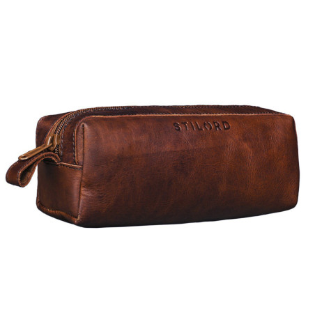 STILORD Linus Trousse en Cuir Plumier Vintage Pochette pour Crayons Étui Stylos Porte-Plume Scolaire Hommes et Femmes Couleur:Co