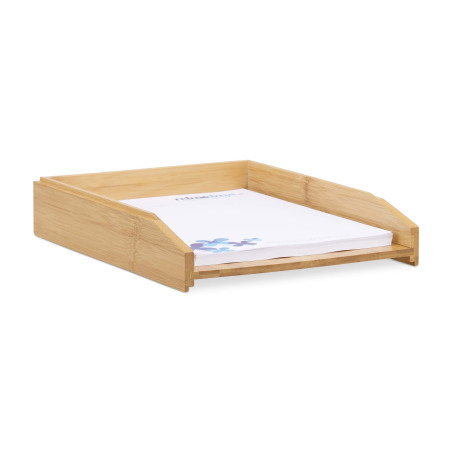 Relaxdays 10022180 Corbeille à Courrier Empilable, Papier Format A4, Bureau, Range-Documents & Lettres, Bambou, 6x25x33cm, Natur