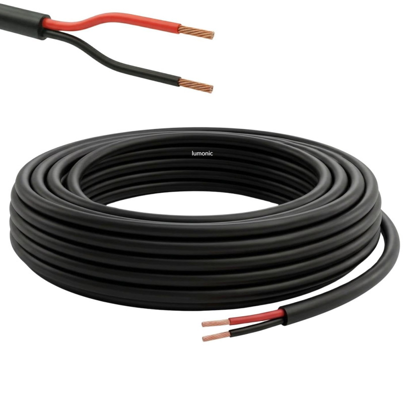 Lumonic 2x0,34mm² LED Ligne de contrôle noir 20m | câble gainé 2 fils flexible | LiYY Extension, Câble d'alimentation, Câble d'a Lumonic 2x0,34mm² LED Ligne de contrôle noir 20m | câble gainé 2 fils flexible | LiYY Extension, Câble d'alimentation, Câble d'a