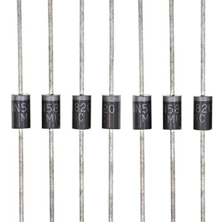 HUABAN 50 pièces 1N5820 Diodes de redresseur de barrière Schottky 3A 20V DO-201AD (DO-27) Axial 5820 3 Amp 20 volts