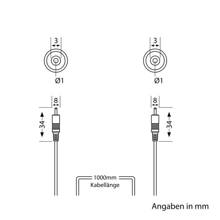 ledscom.de Câble de Connexion pour système de Connexion Atom, 1 m, Noir