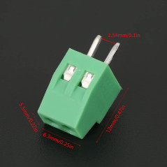 Connecteur Terminal Block 2 Pin 2.54mm PCB Plug-in Universel à Vis Vert pour Circuit Imprimé