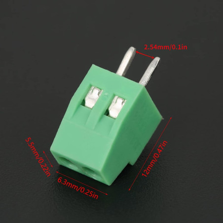 Connecteur Terminal Block 2 Pin 2.54mm PCB Plug-in Universel à Vis Vert pour Circuit Imprimé