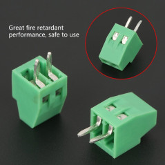 Connecteur Terminal Block 2 Pin 2.54mm PCB Plug-in Universel à Vis Vert pour Circuit Imprimé