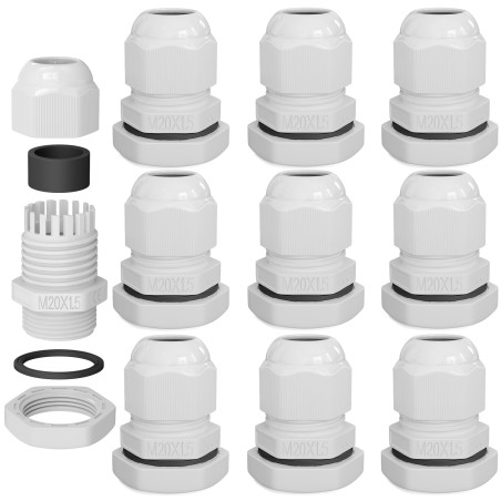 hb-digital 10х Presse-étoupe M20 pour câble de 6 à 12 mm de diamètre IP68 étanche à la poussière et à l'eau avec joint en caoutc