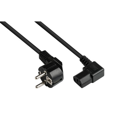 Good Connections Câble d'alimentation - 3 m - Fiche de Contact de Protection Type E+F (CEE 7/7, coudée) vers Prise C13 (Droite) 