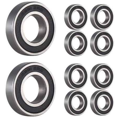 [10 pièces] 6001-2RS Deep Groove Ball Bearings Single Rubber Sealed Ball Bearings for Rollers, Home Appliances Machinery, Indust