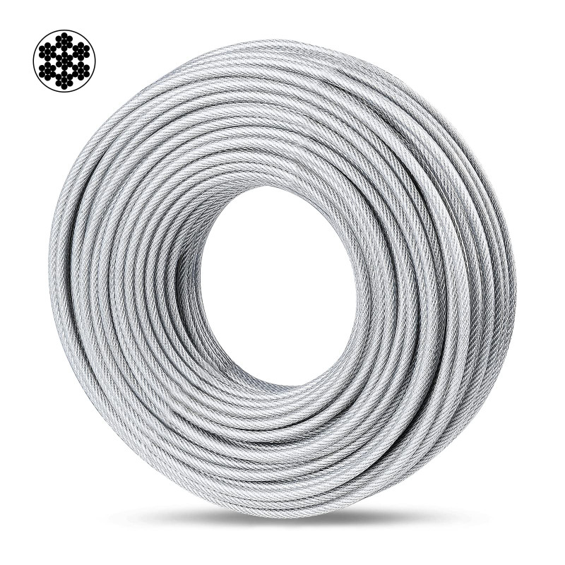 hannger Câble d'acier 5mm, 30 mètres de câble en acier enduit de PVC, câble idéal pour suspendre des guirlandes lumineuses, ramp hannger Câble d'acier 5mm, 30 mètres de câble en acier enduit de PVC, câble idéal pour suspendre des guirlandes lumineuses, ramp