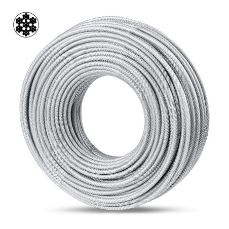 hannger Câble d'acier 5mm, 30 mètres de câble en acier enduit de PVC, câble idéal pour suspendre des guirlandes lumineuses, ramp