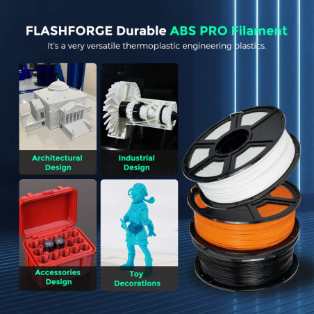 FLASHFORGE ABS PRO Filament pour imprimante 3D, filaments résistants à la chaleur, bobine de 1kg (2.2lbs), précision dimensionne