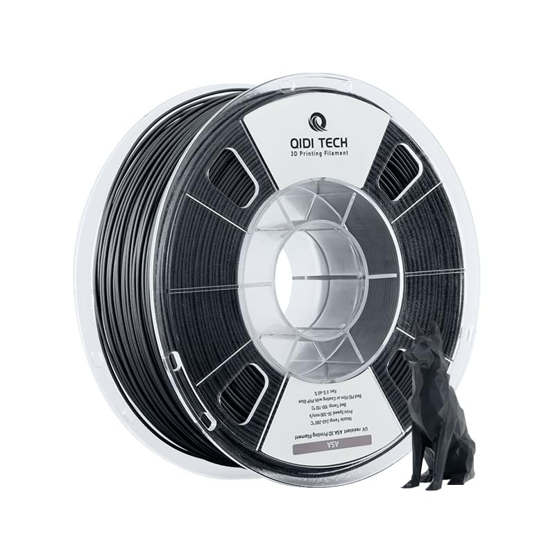 QIDI TECH Filament ASA 1.75mm Noir,Filament pour imprimante 3D ASA 1kg Spool(2.2lbs),Haute résistance aux UV,Faible odeur,Parfai QIDI TECH Filament ASA 1.75mm Noir,Filament pour imprimante 3D ASA 1kg Spool(2.2lbs),Haute résistance aux UV,Faible odeur,Parfai