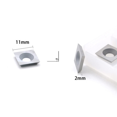 CDBP Plaquettes carrées en carbure 11mm (11 x 11 x 2,0mm) 4 tranchants pour outils tournage bois, 3 pièces