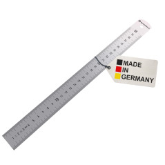 BAUHELD Règle en acier 300 mm – EG-1 – [Fabriqué en Allemagne] – Règle en métal avec échelle de mesure en pouces et en centimètr