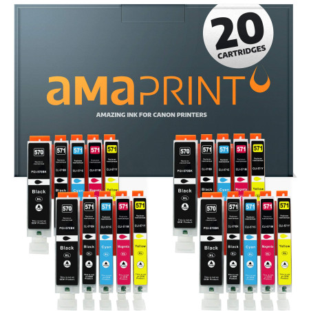 Amaprint 20 XL Cartouches compatible avec Canon PGI-570 CLI-571 pour Pixma MG5700 MG5750 MG5751 MG5752 MG5753 MG6800 MG6850 MG68