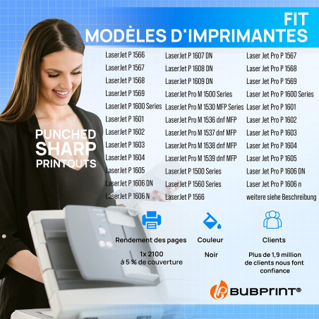 Bubprint Toner Compatible HP CE278A 78A pour Laserjet Pro M1536DNF M1537DNF M1538DNF M1539DNF MFP P1566 P1600 P1606DN P1607DN P1