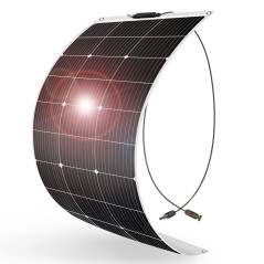 DOKIO Panneau Solaire Souple 100W 12V Monocristallin Semi-Flexible pour Camping-Car, Camper, Van, Bateaux et Autres Surfaces Iné