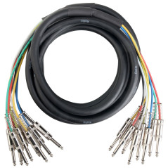 Pronomic Stage MJJ8-6 Câble Multicore 8 x Jack mono 6,3 mm vers 8 x Jack mono 6,3 mm 6 m