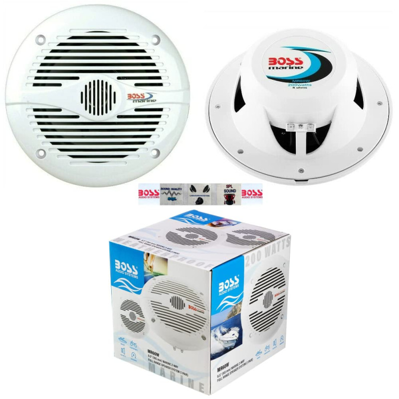 2 Haut-parleurs Marins Compatible avec Boss Audio MR60W 2 Voies 6,5" 16,50 cm 165 mm 100 Watts rms 200 Watts Max Bateau Piscine 2 Haut-parleurs Marins Compatible avec Boss Audio MR60W 2 Voies 6,5" 16,50 cm 165 mm 100 Watts rms 200 Watts Max Bateau Piscine