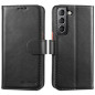 LENSUN Coque pour Samsung Galaxy S22 5G, Étui en Cuir Véritable Portefeuille Housse [RFID Blocage] avec Rangements Cartes et Fer