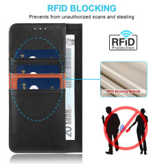 LENSUN Coque pour Samsung Galaxy S22 5G, Étui en Cuir Véritable Portefeuille Housse [RFID Blocage] avec Rangements Cartes et Fer