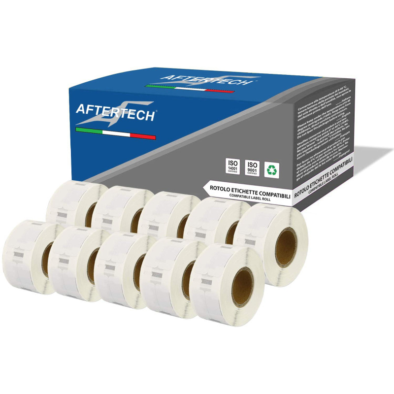 Aftertech 10x 11353 12x24mm Rouleaux d'étiquettes adhésives compatibles (1000 étiquettes/rouleau = 10000 au total) pour les impr