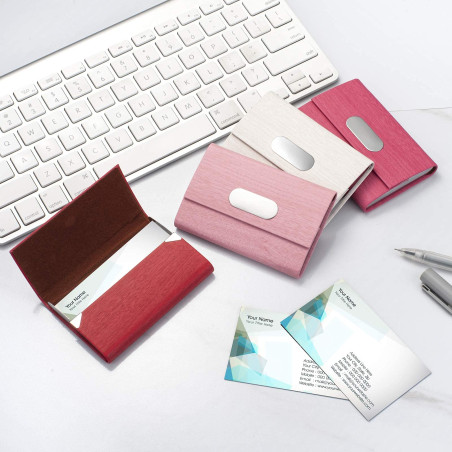FACATH Porte cartes de visite, étui en cuir microfibre de luxe, porte-cartes en métal, porte-carte fin, porte-cartes de visite p