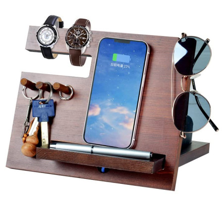 1STKER Cadeau Homme, Organisateur de Bureau pour Mari, Support Telephone Bureau – Organiseur de Table de Nuit – Noël Cadeau Anni