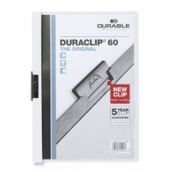 Durable 220902 Chemise à clip Duraclip Original 60 (pour 1-60 feuilles A4), 25 pièces, blanc