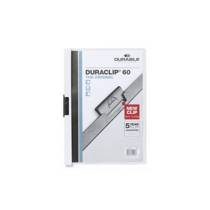 Durable 220902 Chemise à clip Duraclip Original 60 (pour 1-60 feuilles A4), 25 pièces, blanc