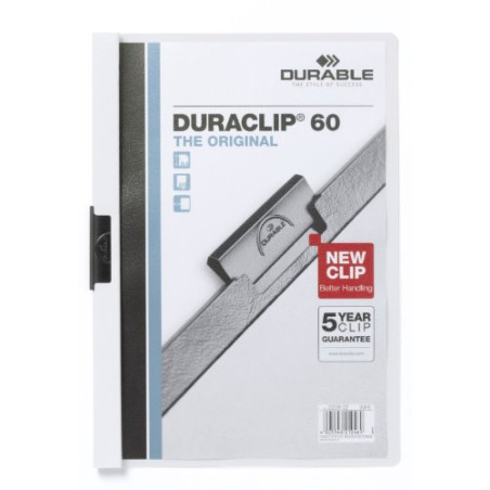 Durable 220902 Chemise à clip Duraclip Original 60 (pour 1-60 feuilles A4), 25 pièces, blanc