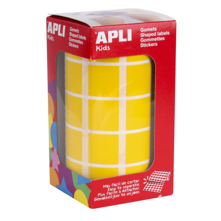 APLI Rouleau de 1770 Gommettes Carrées 20 mm Jaune