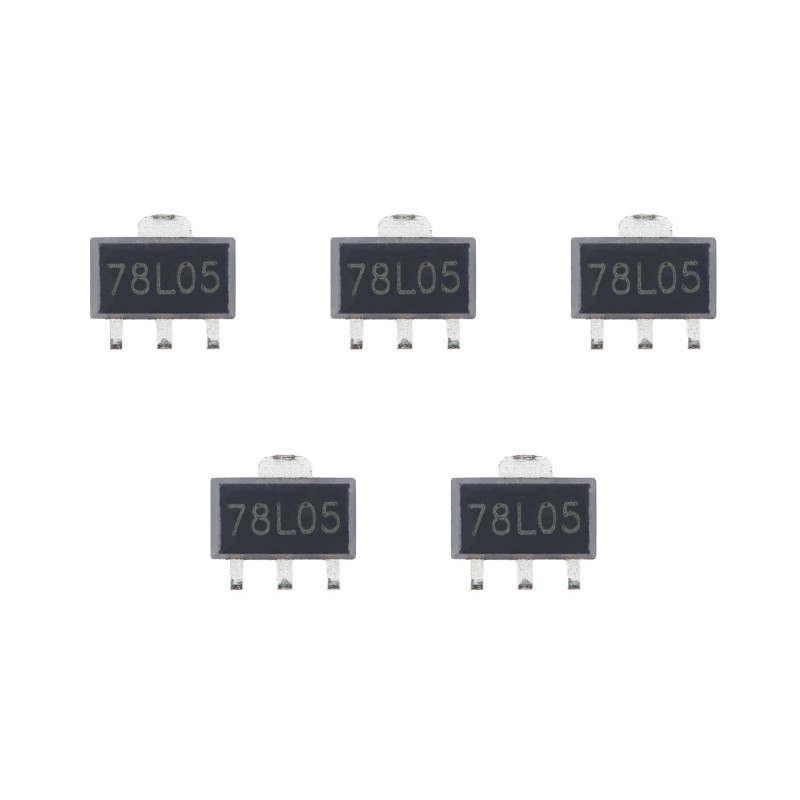 Kit de 5 régulateurs de tension 5 V 100 mA 7805 78L05 L78L05 L78L05C SOT-89 Kit de 5 régulateurs de tension 5 V 100 mA 7805 78L05 L78L05 L78L05C SOT-89