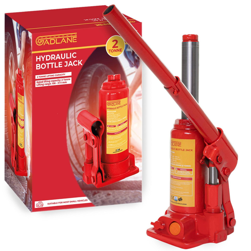 GADLANE Cric Hydraulique 2 Tonnes - Cric Bouteille 2T Puissant et Durable en Alliage d'acier - avec Valve de Surcharge de Sécuri GADLANE Cric Hydraulique 2 Tonnes - Cric Bouteille 2T Puissant et Durable en Alliage d'acier - avec Valve de Surcharge de Sécuri