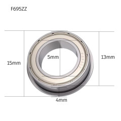 10pezzi F695-ZZ (5 x 13 x 4 mm) Cuscinetto flangiato cuscinetto a sfera cuscinetti a sfera